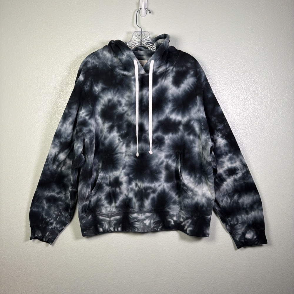 Reflex Black Gray Tie Dye XL Pullover Hoodie Kangaroo Pocket Cotton